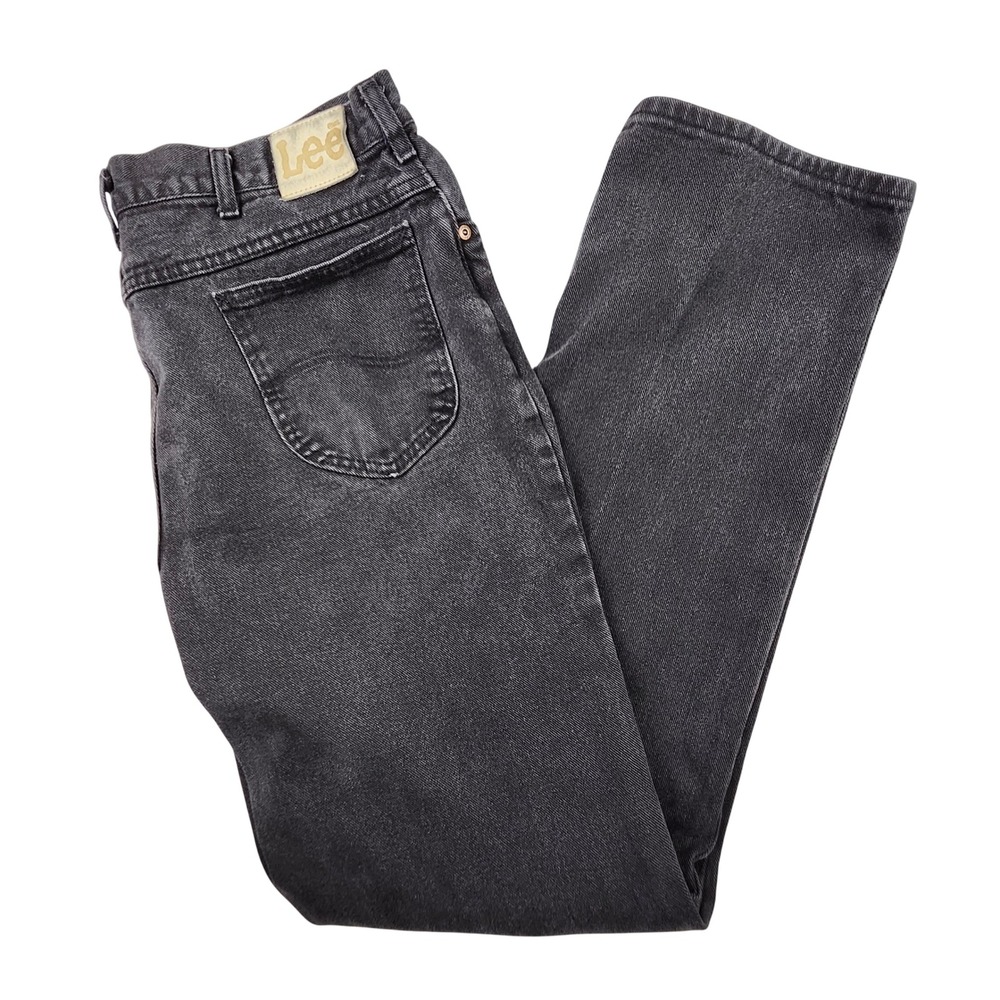 VTG Lee Jeans Mens 40x36 Black Regular Fit Straight Leg Denim Made in USA 90s